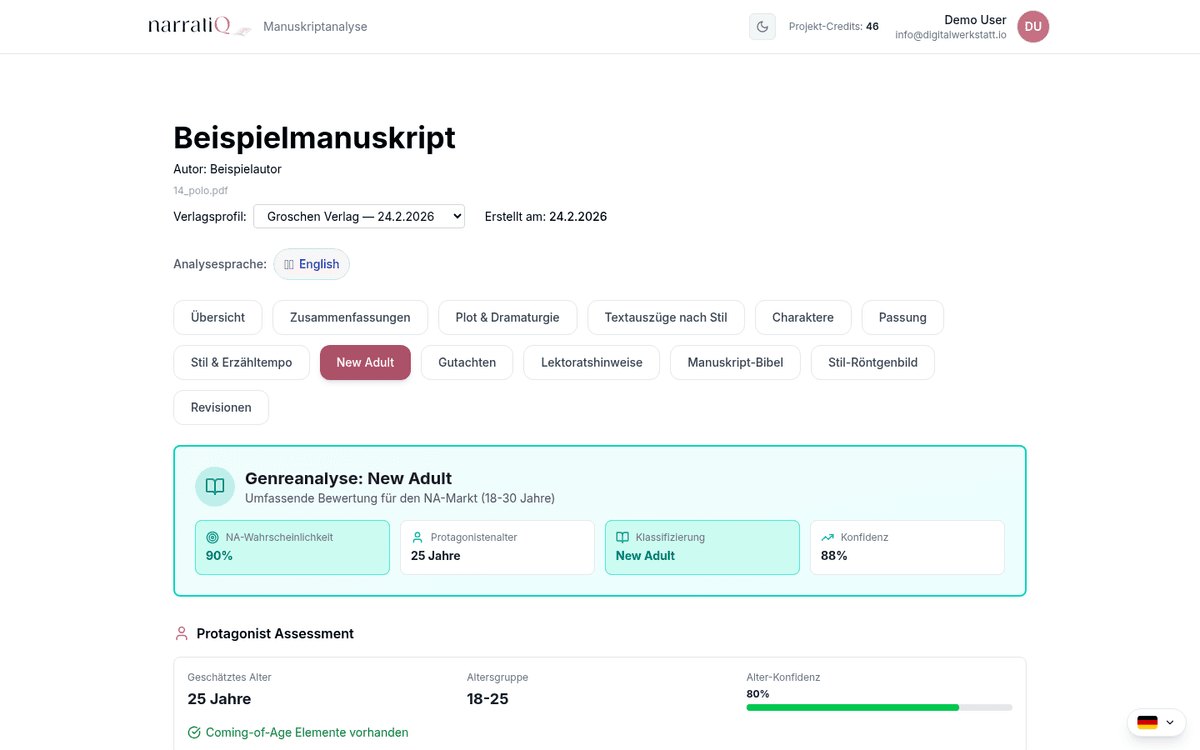narratiQ Genre-Analyse: Automatische Erkennung mit Tiefenanalyse und Trope-Detektor