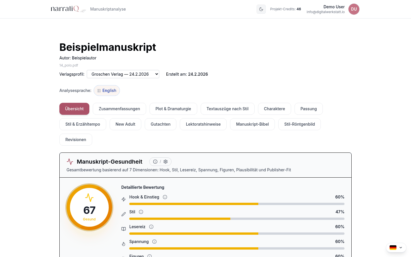 Beispiel einer narratiQ-Manuskriptanalyse