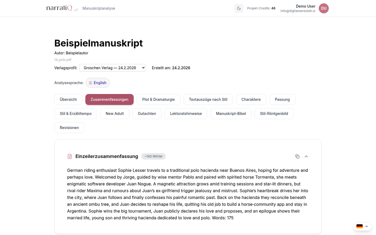 narratiQ Ersteinschätzung: Zusammenfassung, Stärken und Elevator Pitch auf einen Blick