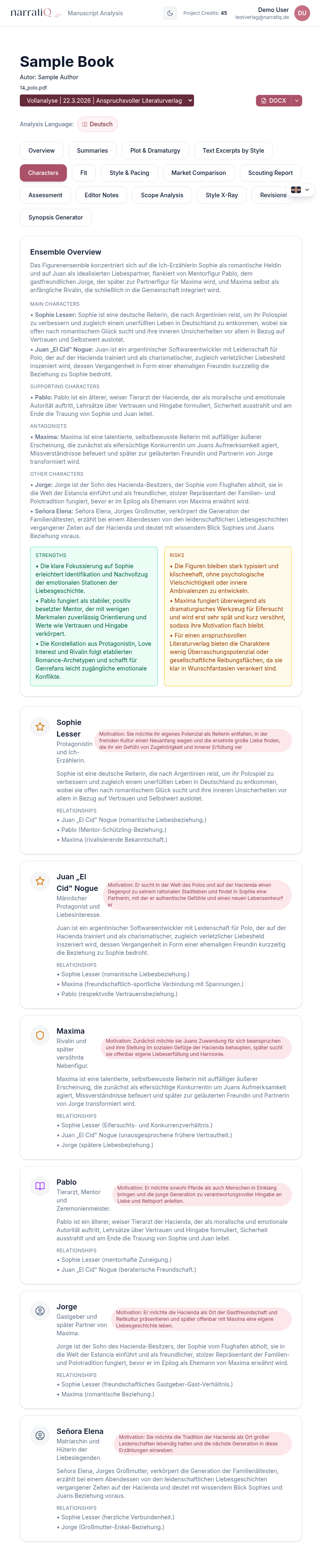 narratiQ scoring: Health score, quality metrics, and traffic light system at a glance