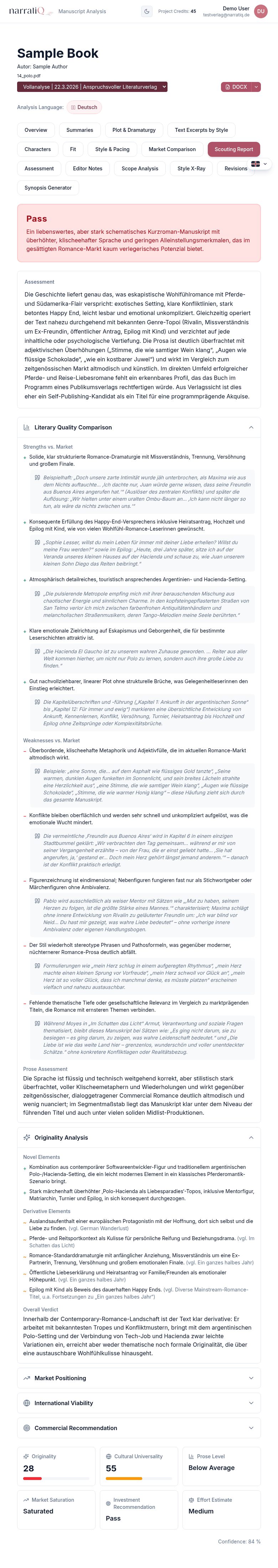 narratiQ Scouting Report: recommendation, assessment, and market comparison with quotes