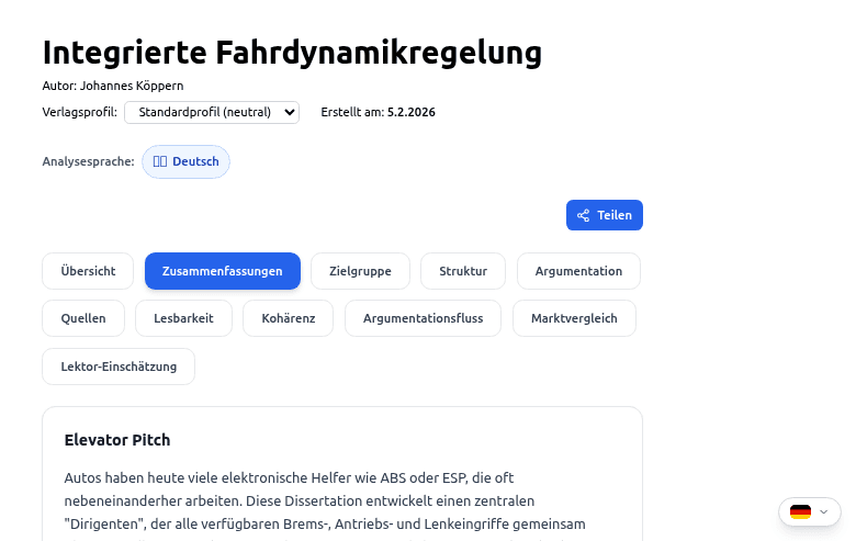 Zusammenfassungen-Tab mit Glossar und Alltagsanalogien